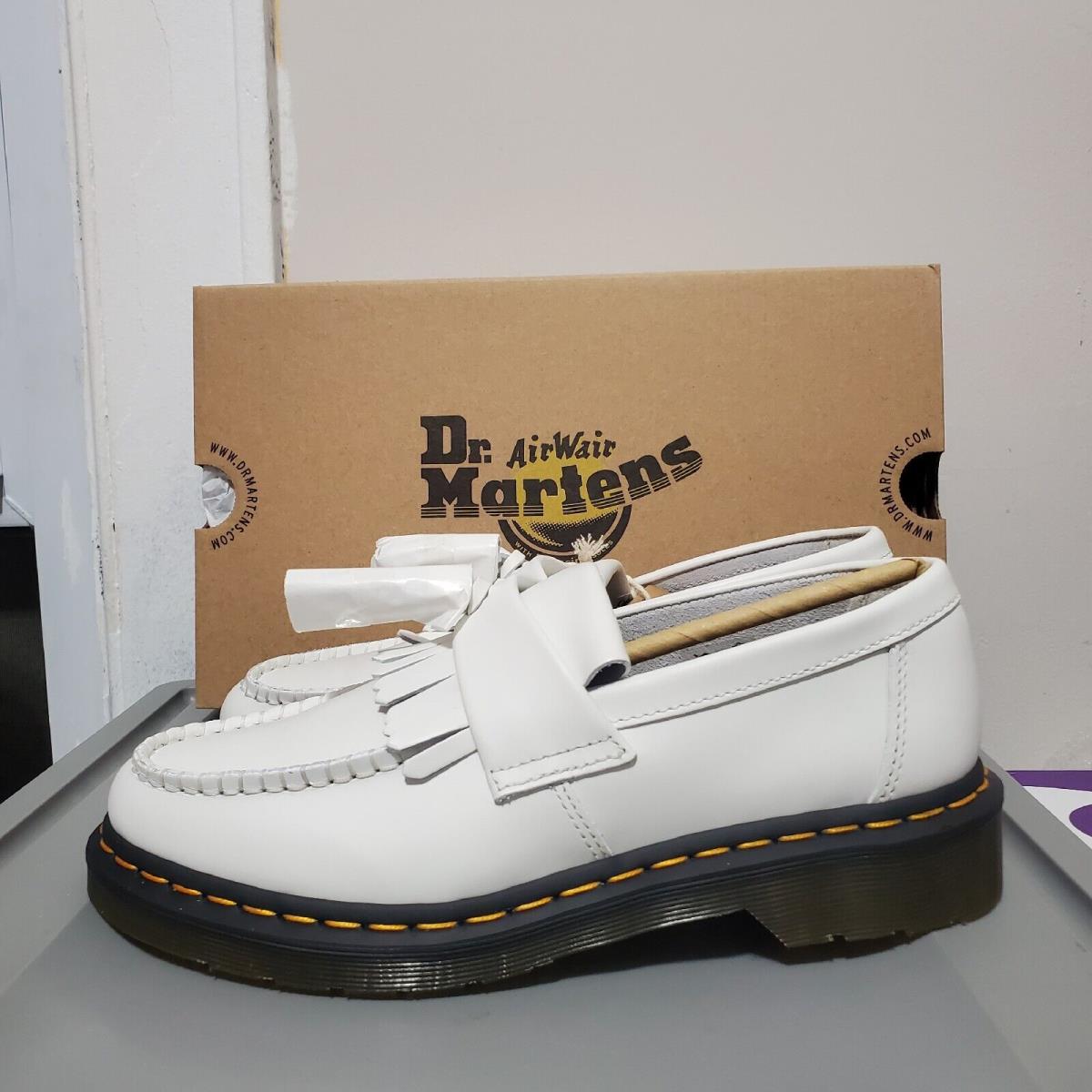 Dr.martens Adrian YS Mens Sz 8 Smooth White 27431100 Leather Shoe Tassle Loafer