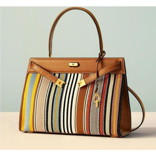 Tory Burch Limited Edt Lee Radziwill Stripe Satchel Bag Tote