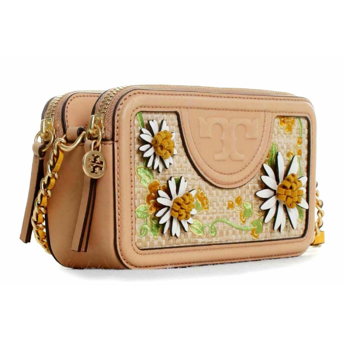 Tory Burch Fleming Embroidery Daisy Floral Double Zip Camera Bag