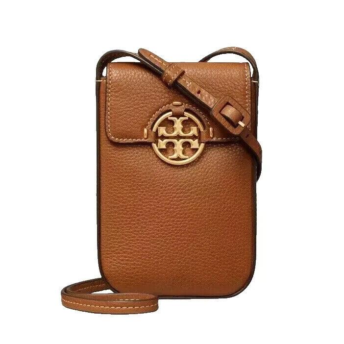 Tory Burch Miller Pebbled Leather Phone Crossbody Bag In Light Umber