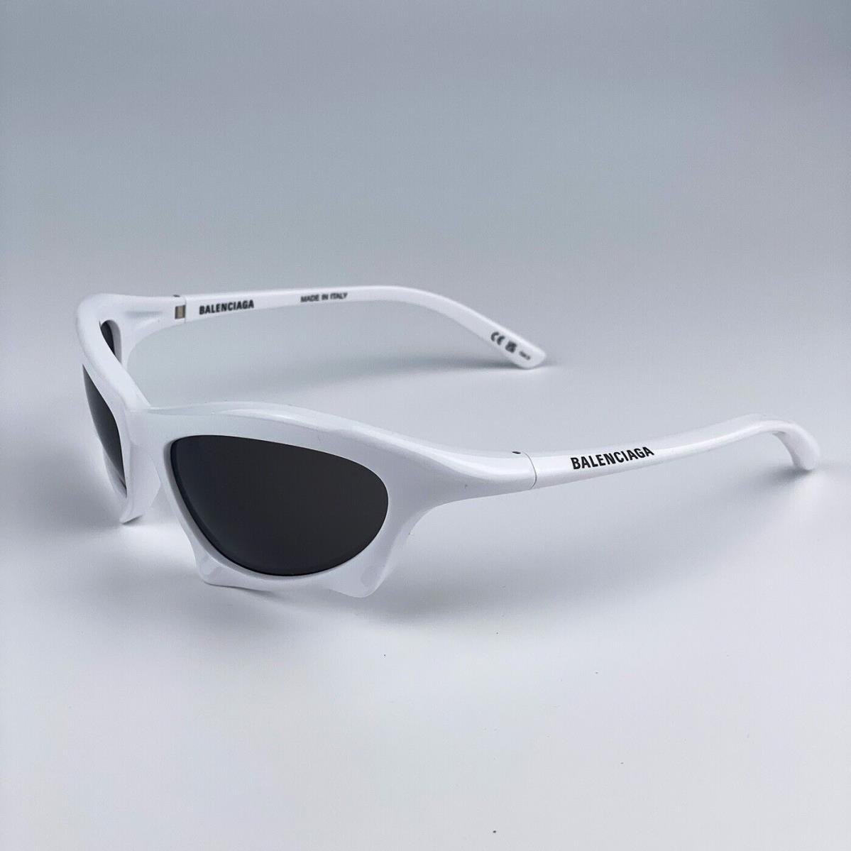 Balenciaga BB0229S 004 White Grey Bat Rectangle Unisex Sunglasses