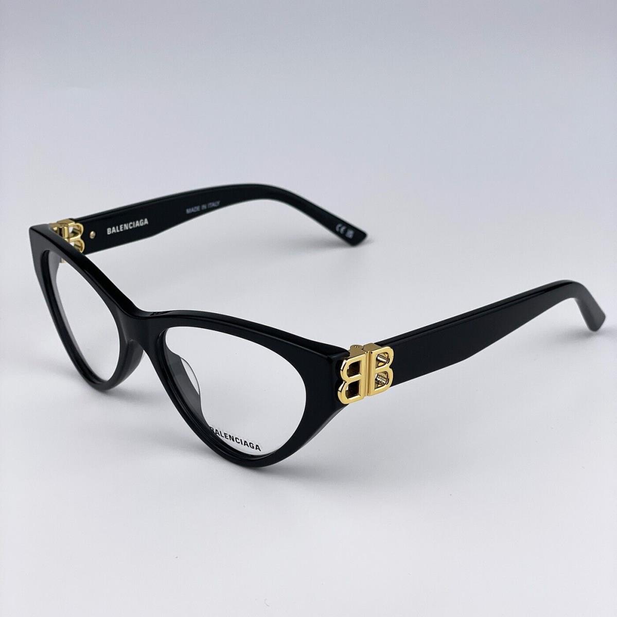 Balenciaga BB0172O 001 Black Golden Logo Demo Cat Eye Women Eyeglasses