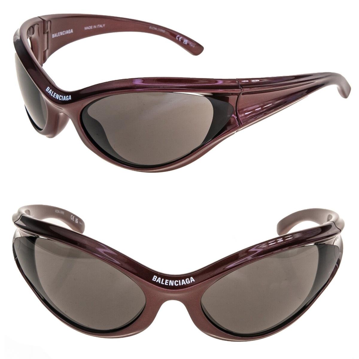 Balenciaga Dynamo 0317 Burgundy 002 Fashion Demna Round Wrap Sunglasses BB0317