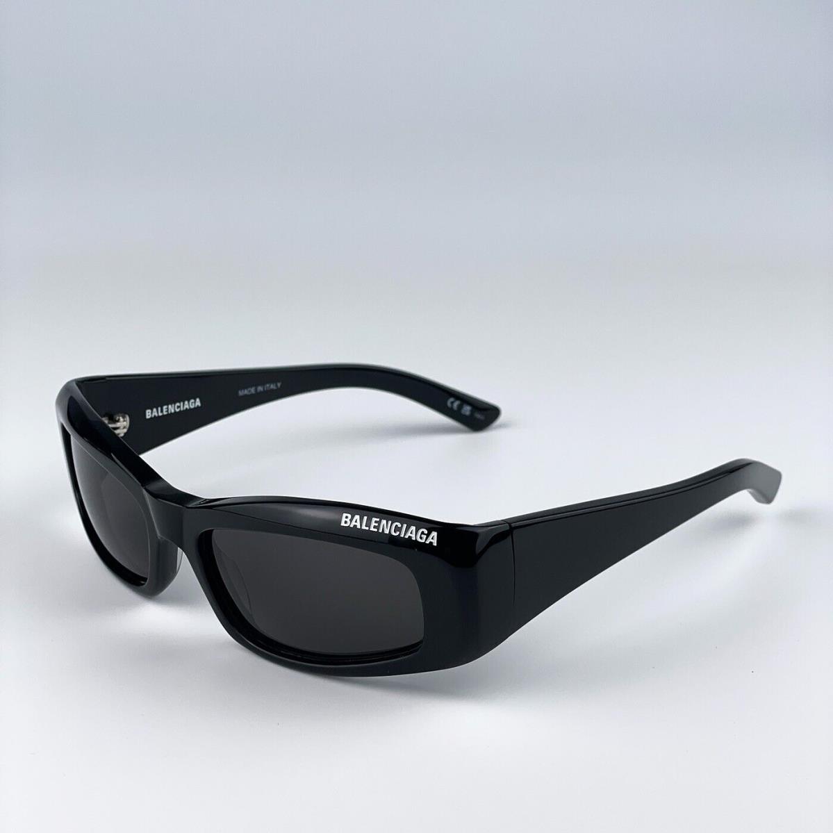 Balenciaga BB0266S 001 Black Grey Rectangle Unisex Sunglasses