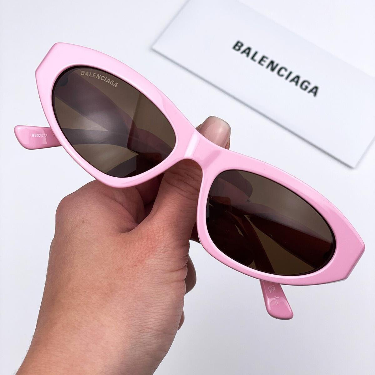 Balenciaga BB0207S 004 Pink Brown Cat Eye Women Sunglasses