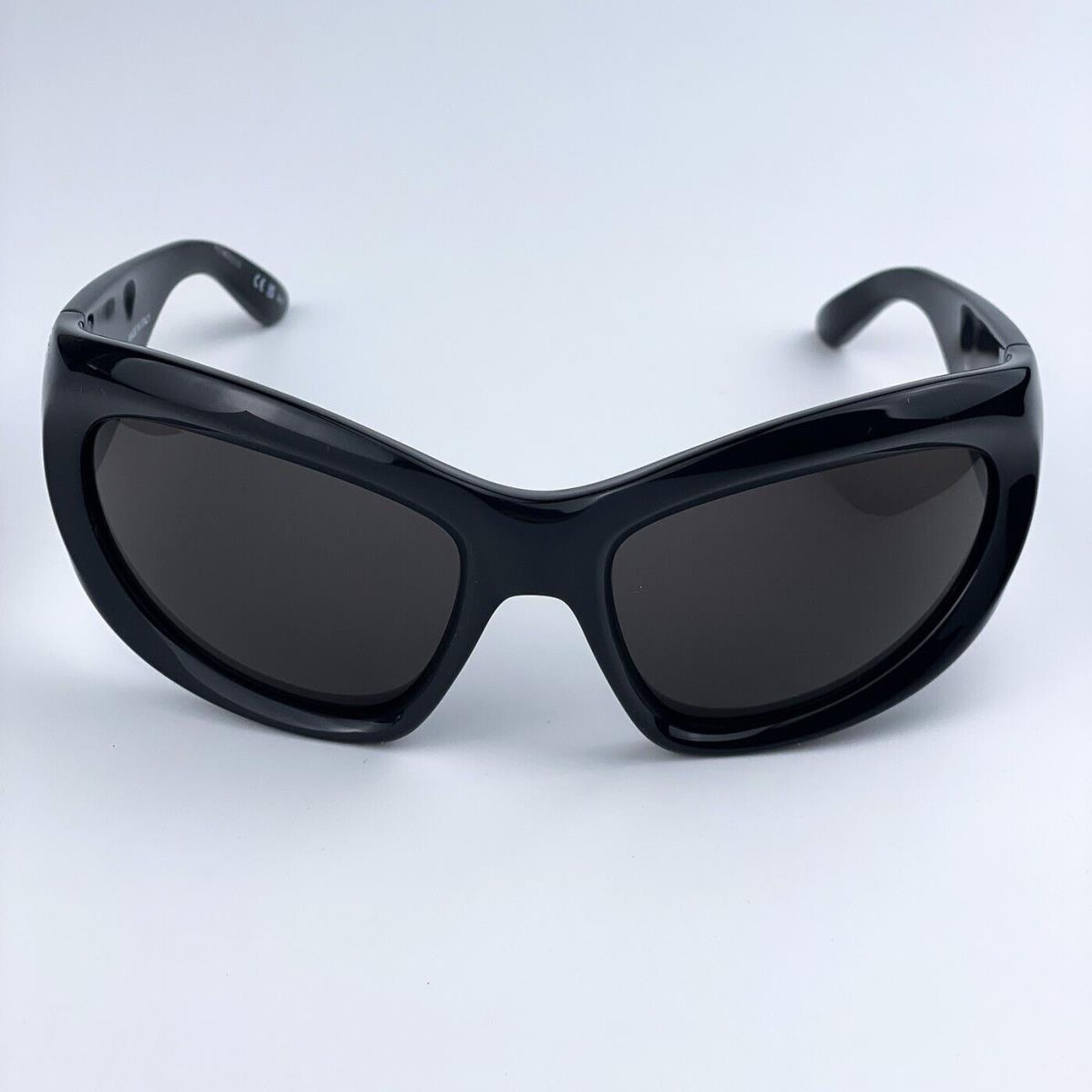 Balenciaga BB0228S 001 Black Grey Wraparound Extreme Unisex Sunglasses