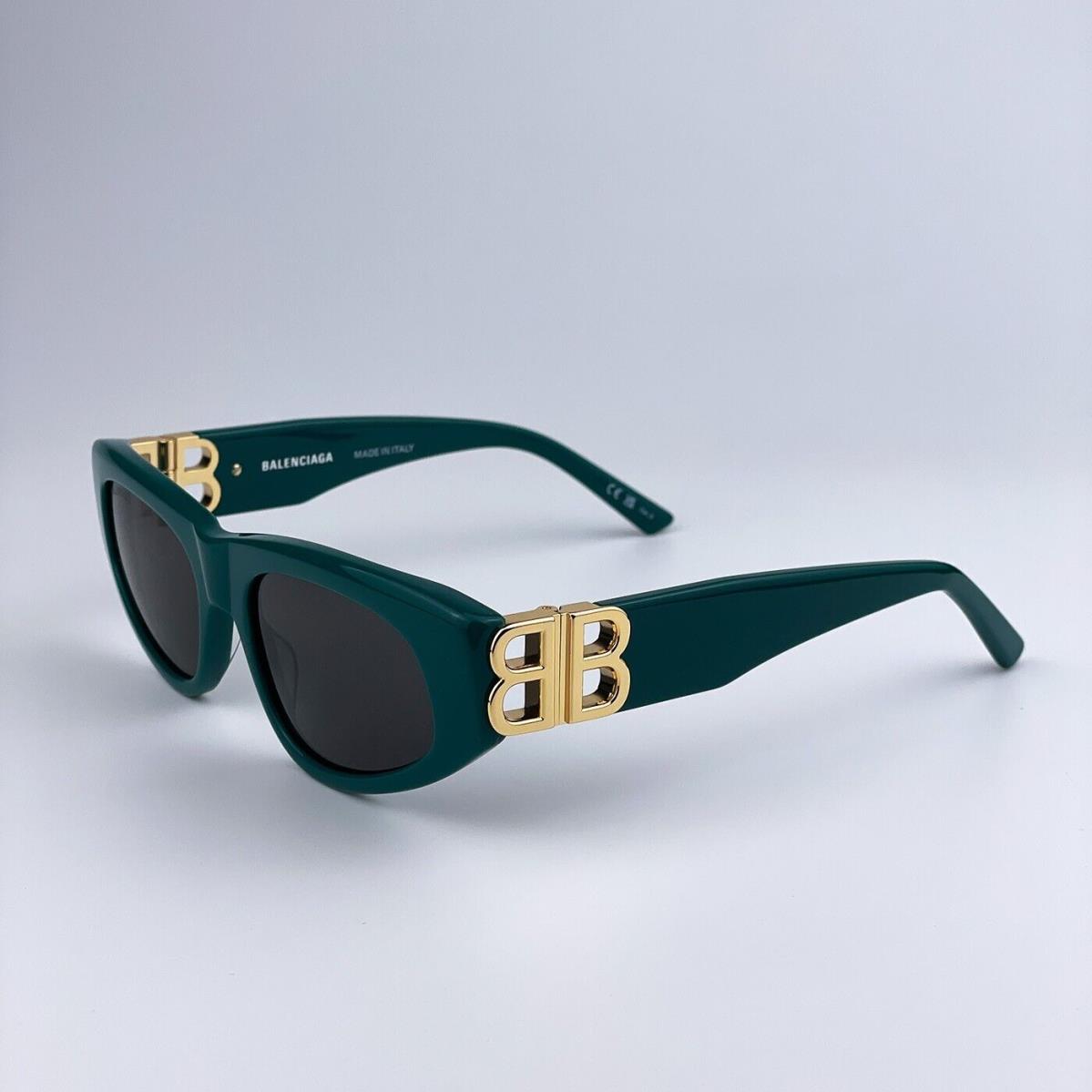 Balenciaga BB0095S 005 Green Gold Logo Grey Cat Eye Women Sunglasses