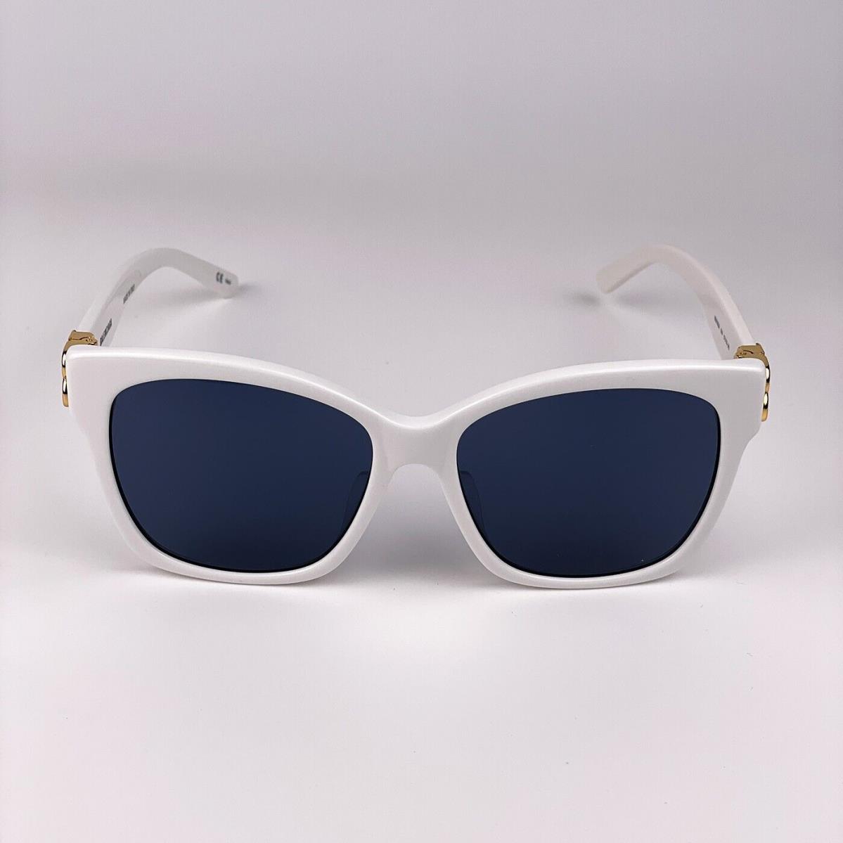 Balenciaga BB0102SA 004 Oversized White Gold Blue Women Sunglasses