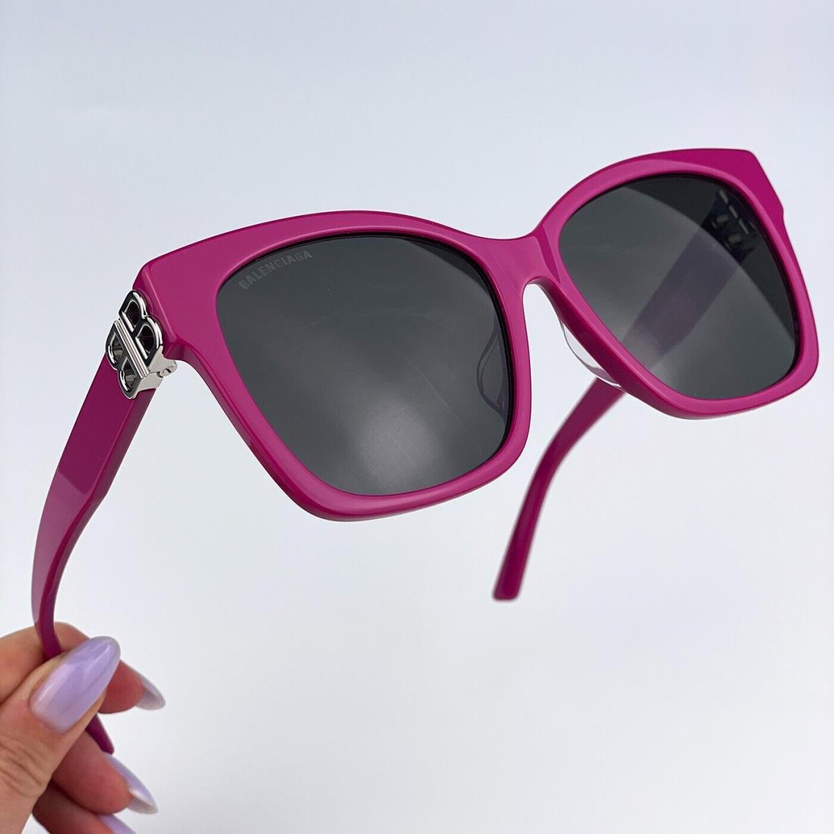 Balenciaga BB0102SA 013 Fuchsia Pink Grey Square Women Sunglasses