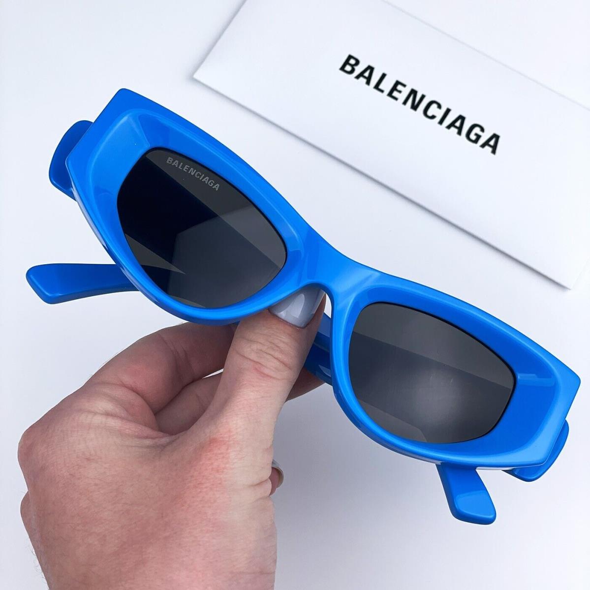 Balenciaga BB0243S 004 Blue Grey Cat Eye Unisex Sunglasses