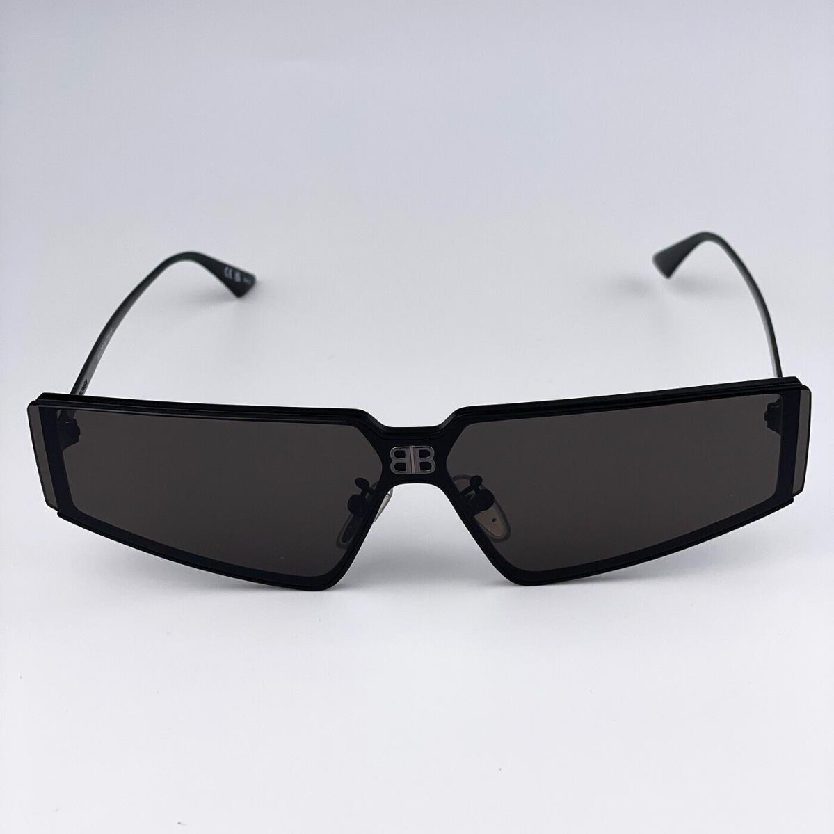 Balenciaga BB0192S 001 Black Shiny Rectangle Unisex Sunglasses