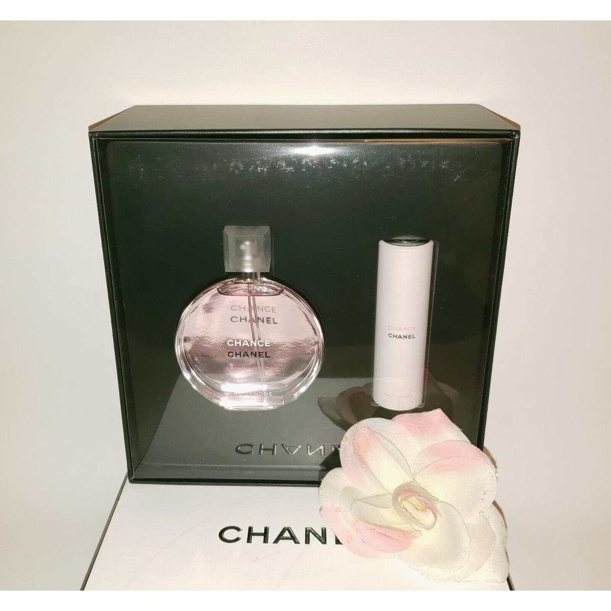 Chanel Chance Eau Tendre Eau De Toilette Edt 3.4oz + Twist Spray 2pc Gift Set