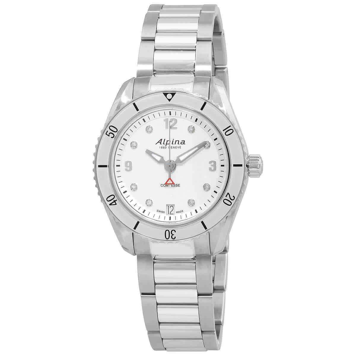 Alpina Comtesse Quartz Diamond White Dial Ladies Watch AL-240SD3C6B