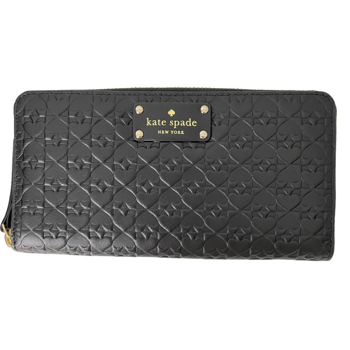 Kate Spade Wallet Penn Place Embossed Neda Zip Around Black Leather