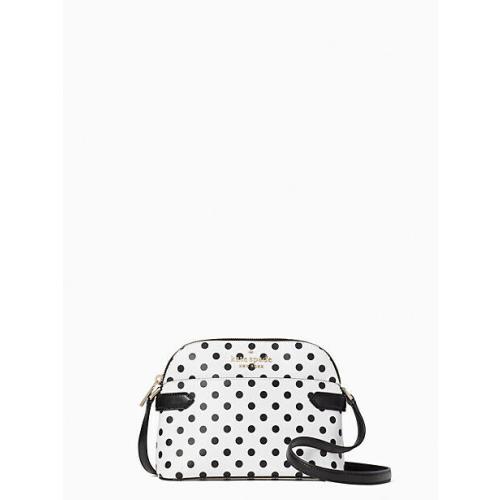 New Kate Spade Polka Dot Dome Shoulder Bag Crossbody Purse Cream Black