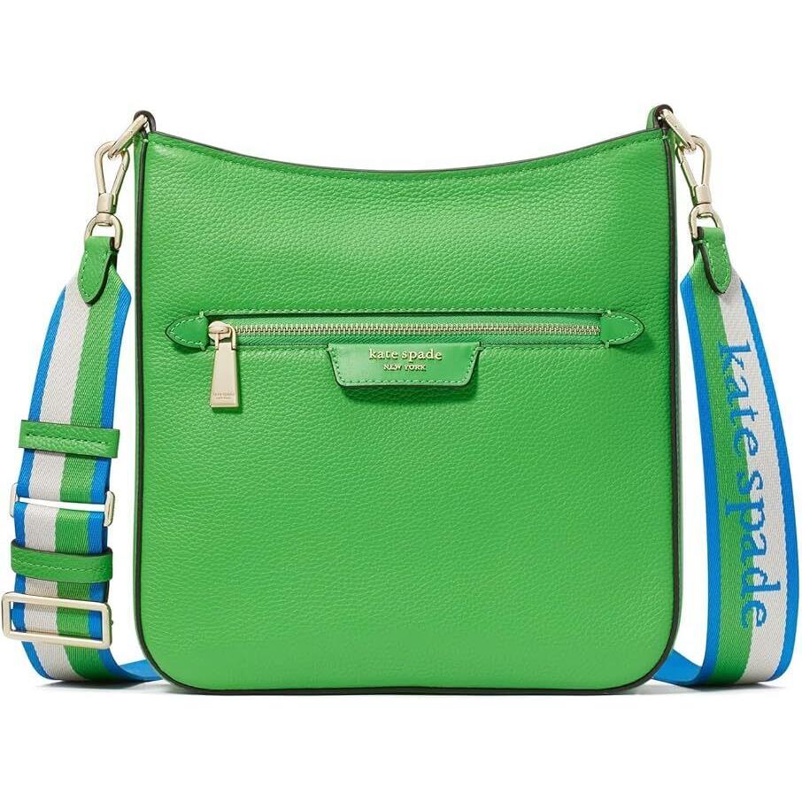 Kate Spade New York Turf Green Small Hudson Pebbled Leather Messenger Crossbody