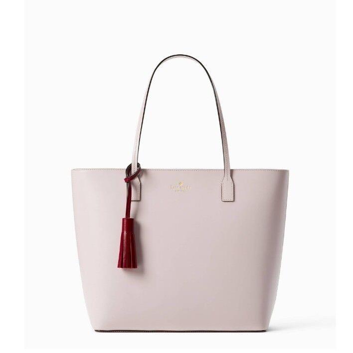 Kate Spade Wright Place Karla Tassel Leather Plum Dawn Pink Zip Top Tote Bag