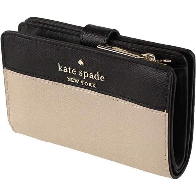 Kate Spade New York Staci Colorblock Medium Compact Bifold Wallet Warm Beige