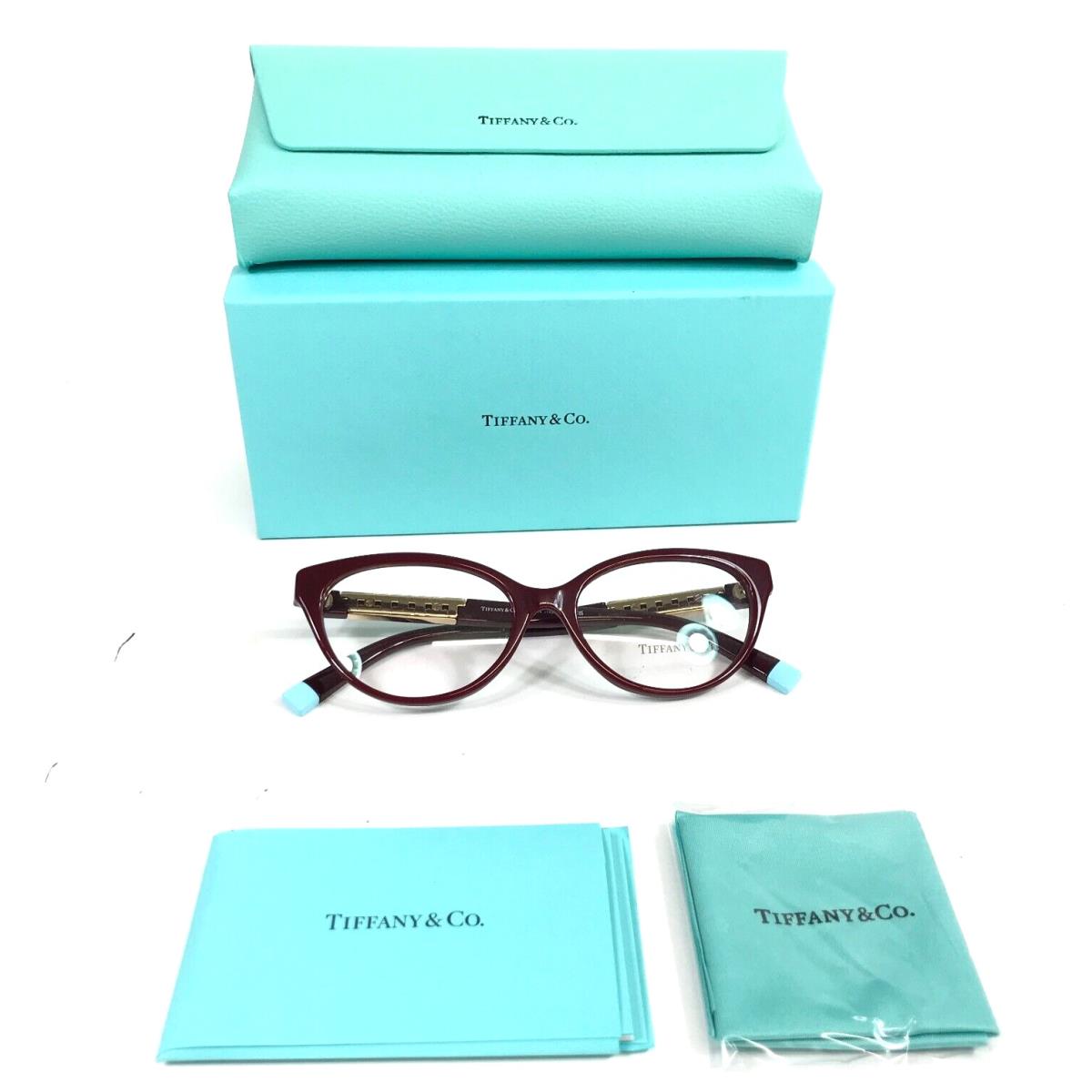 Tiffany Co. Eyeglasses Frames TF2226 8353 Burgundy Red Gold Cat Eye 52-16-140