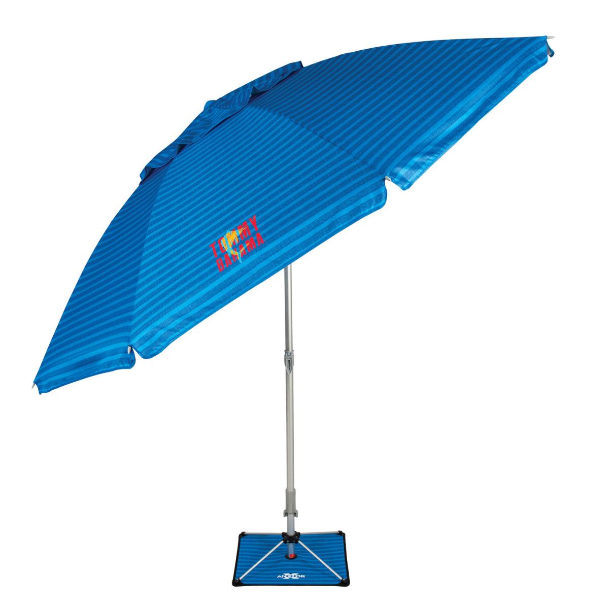 Tommy Bahama 8 Beach Umbrella with Wind Stabilizing Anchor Carry Storage Bag