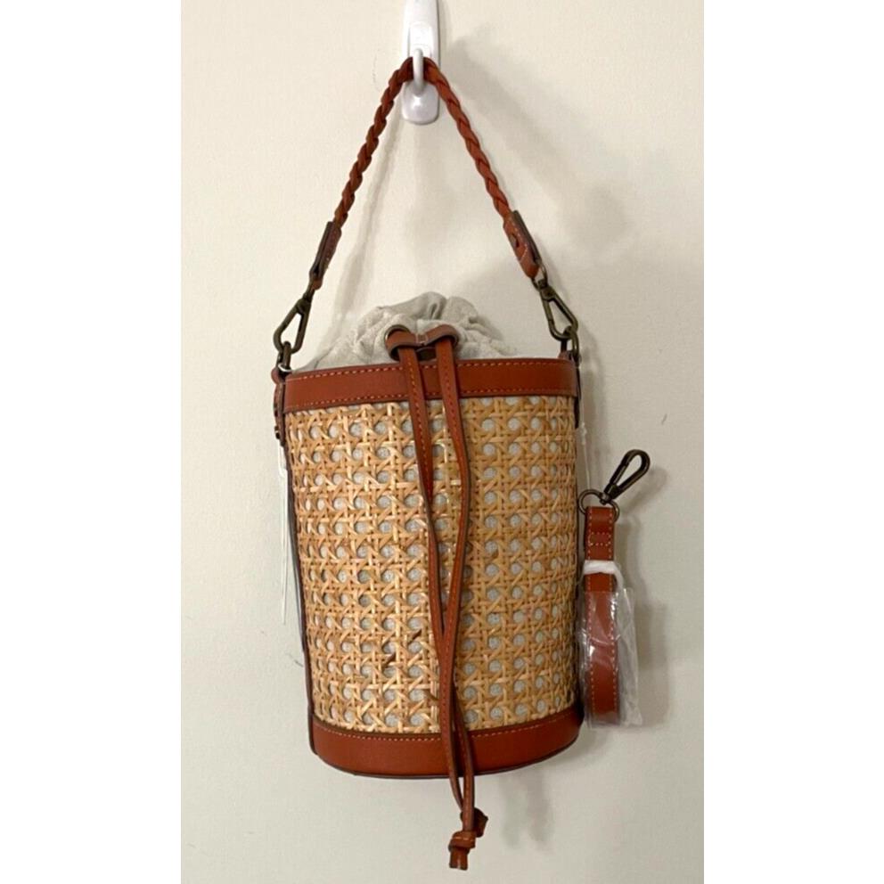 Tommy Bahama Rattan Woven Convertible Crossbody Bucket Bag Purse