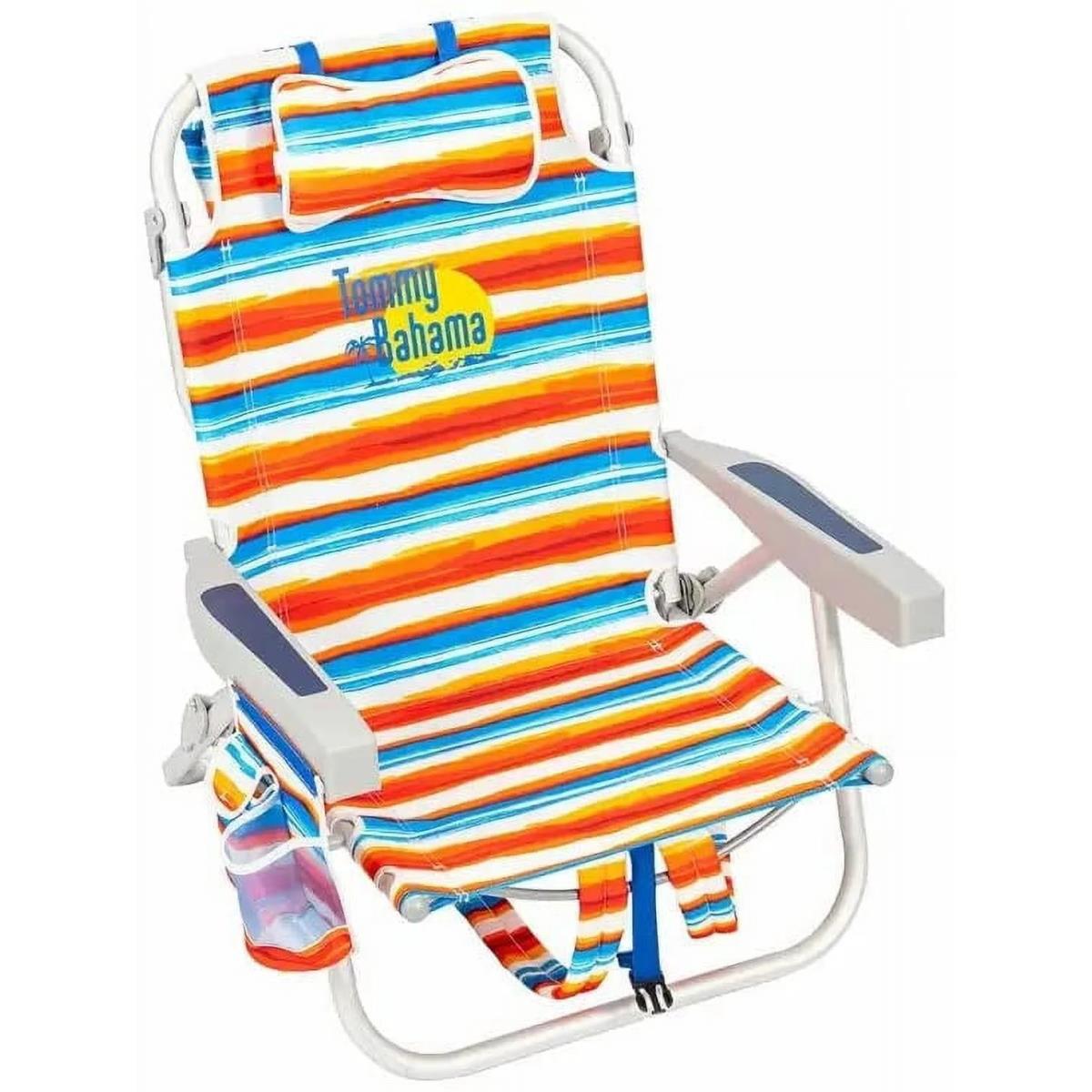 Tommy Bahama Backpack Beach Chair Orange Blue Stripes Lightweight Portable Cooler Pouch Relax