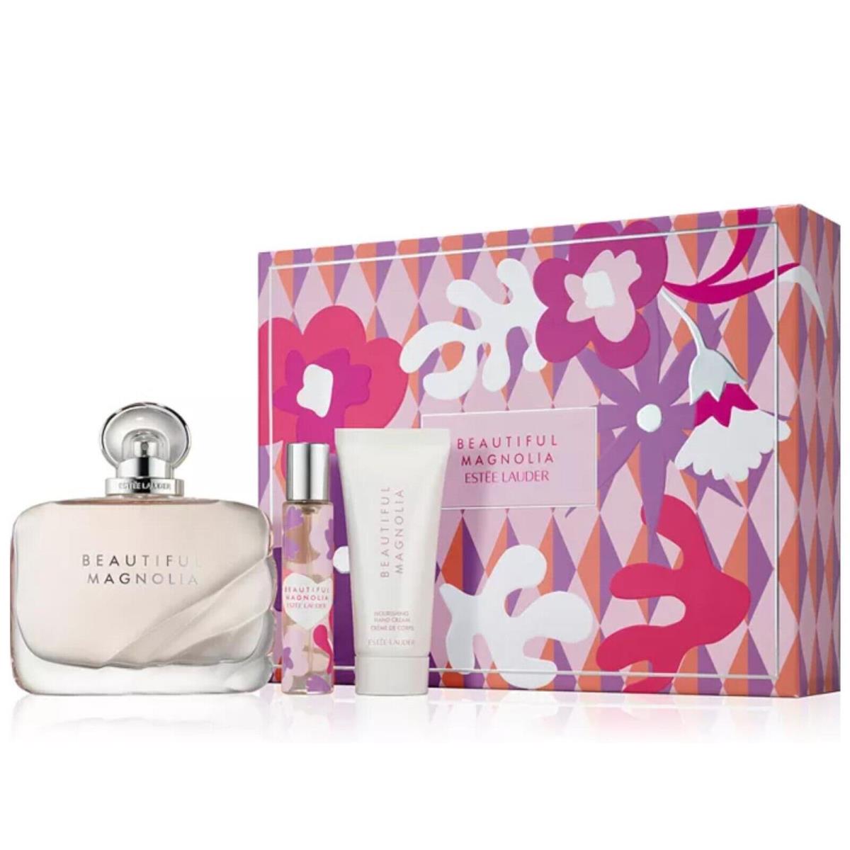 Beautiful Magnolia Estee Lauder Women 3pc Set 3.4 oz Edp + Lotion + Spray Mini