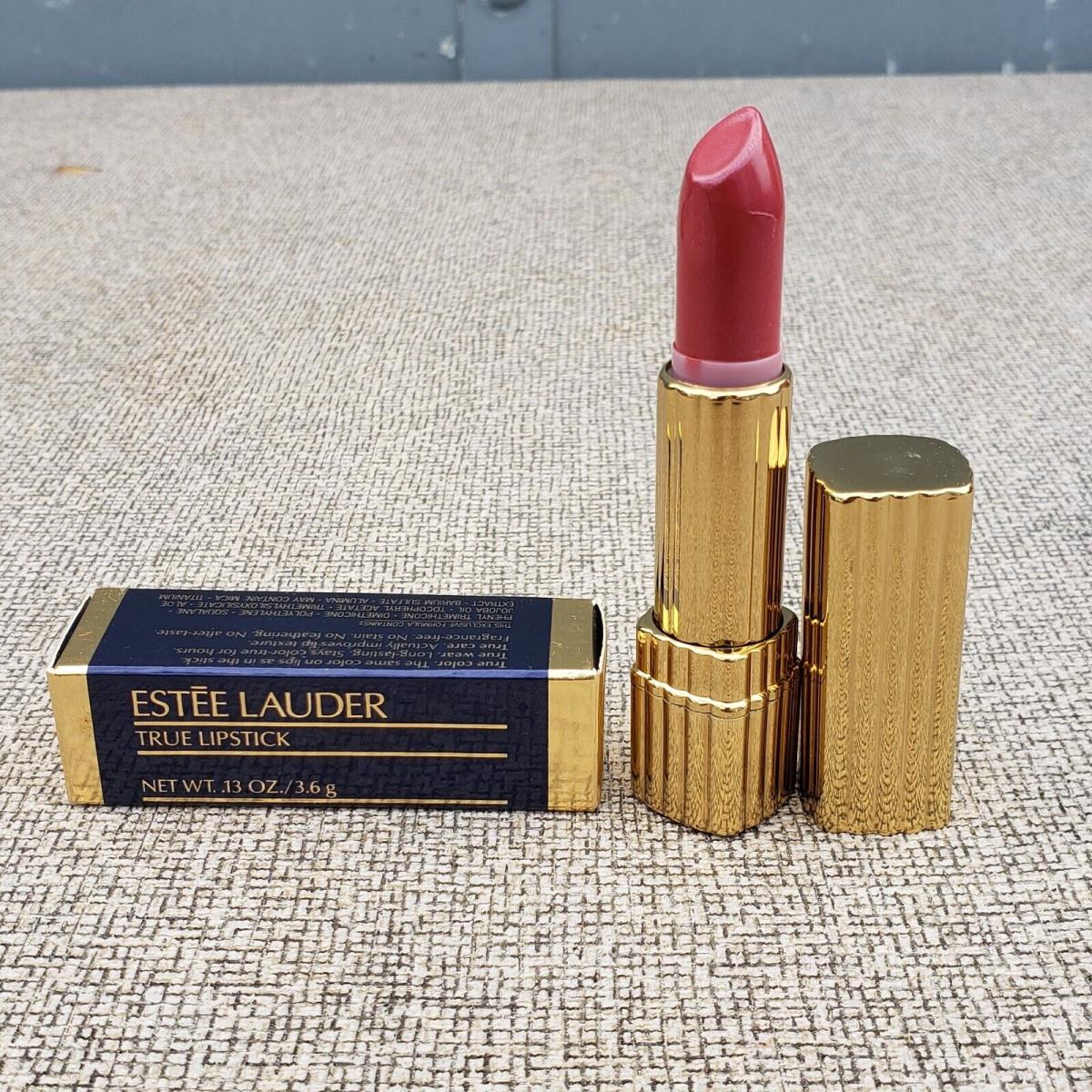 Vintage Estee Lauder True Lipstick Discreet Pink Ribbed Gold Tube