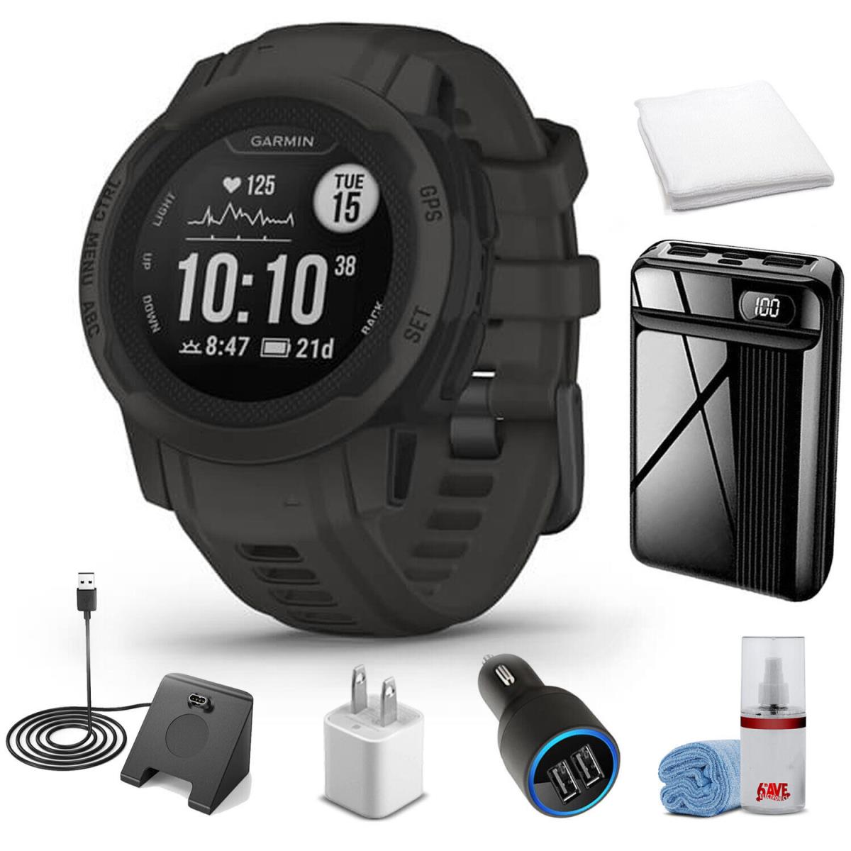 Garmin Instinct 2S - Standard Edition-graphite with Super Accessory Kit