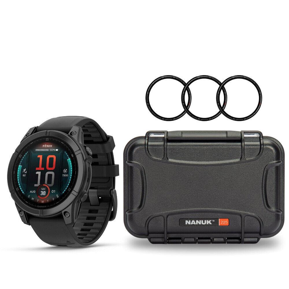 Garmin Fenix E 47mm Gps Slate Gray Steel and Black Smartwatch Bundle