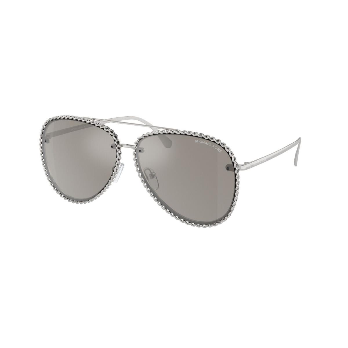 Michael Kors MK1147 18936G Portofino Shiny Silver Mirror 59mm Women`s Sunglasses