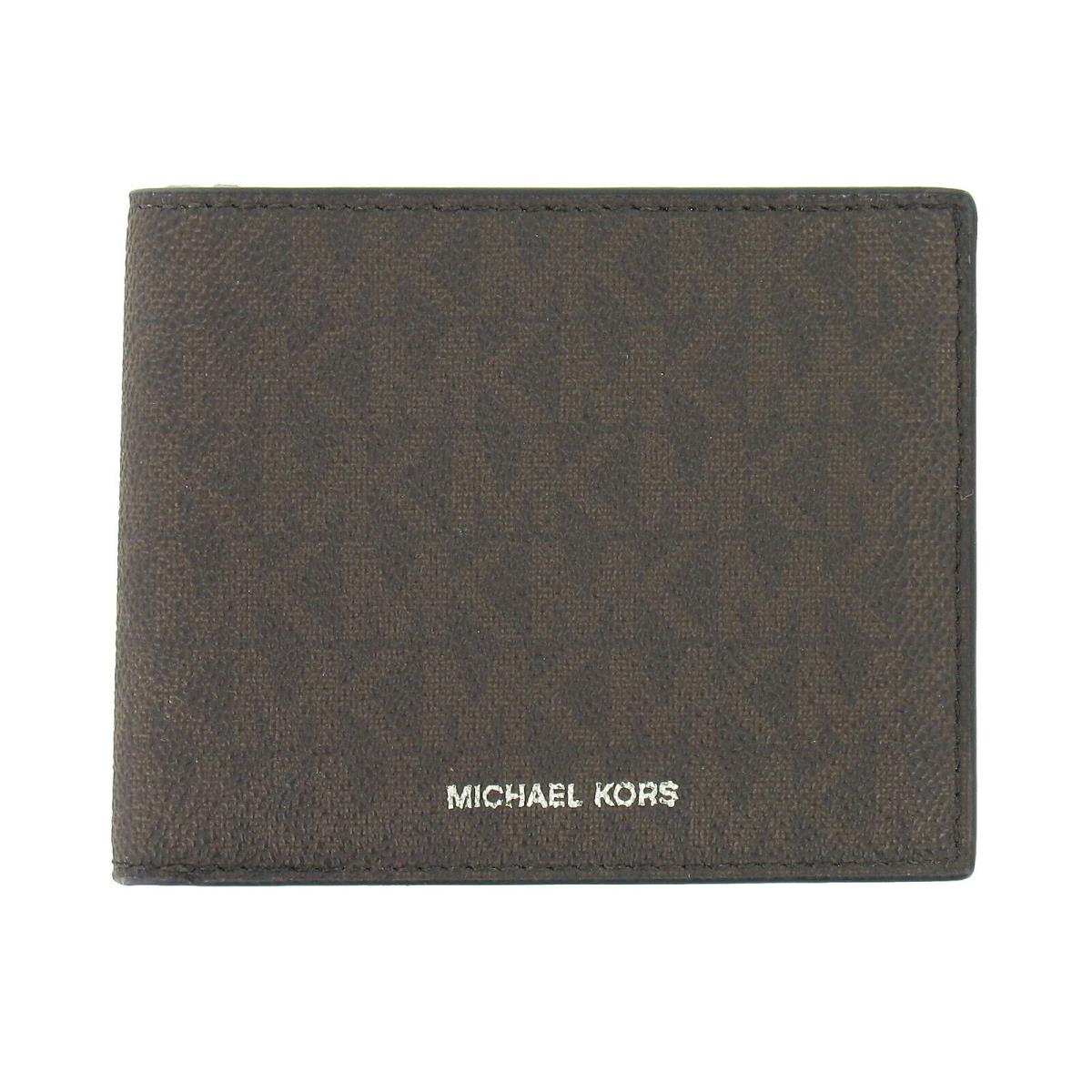 Michael Kors `jet Set` Men`s Graphic Bi-fold Wallet 2-Fold Brown