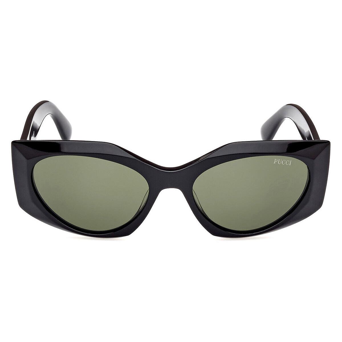 Emilio Pucci EP0216 Sunglasses Women Shiny Black 55mm - Frame: Shiny Black, Lens: Green