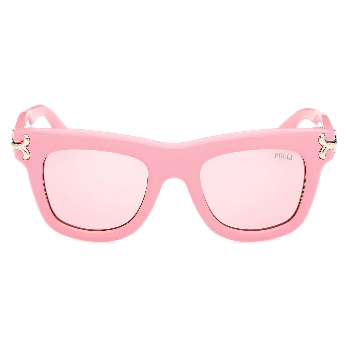 Emilio Pucci EP0222 Sunglasses Women Shiny Light Pink 50mm - Frame: Shiny Light Pink, Lens: Bordeaux