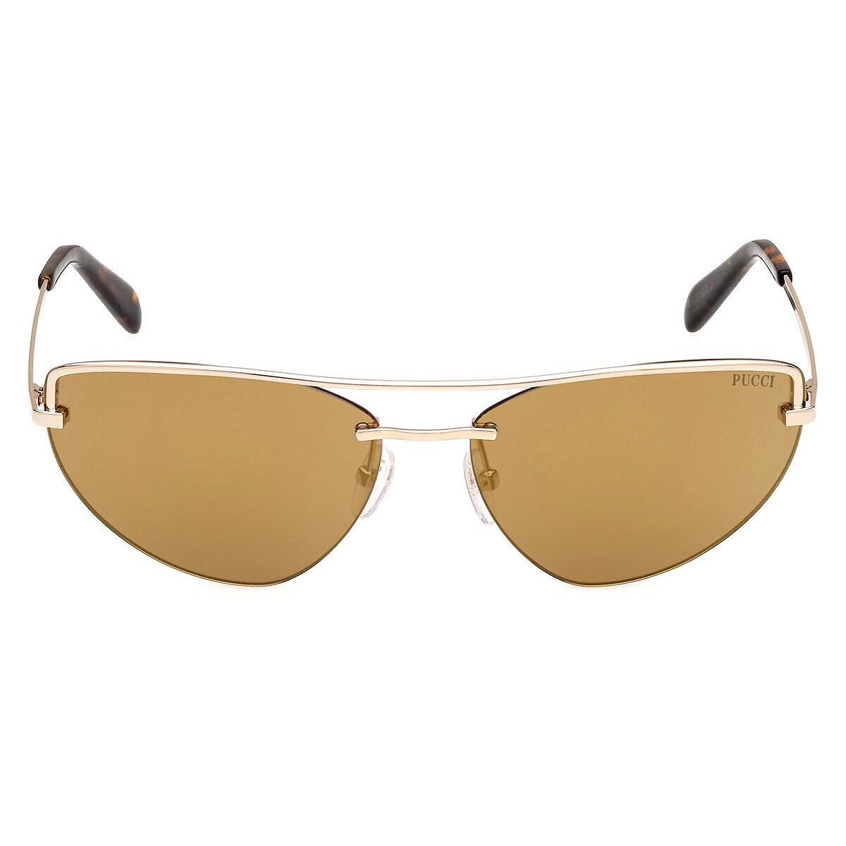 Emilio Pucci EP0226 Sunglasses Women Shiny Pale Gold 59mm - Frame: Shiny Pale Gold, Lens: Brown Mirrored