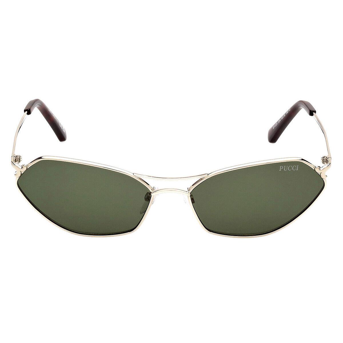 Emilio Pucci EP0224 Sunglasses Women Shiny Pale Gold 60mm - Frame: Shiny Pale Gold, Lens: Green