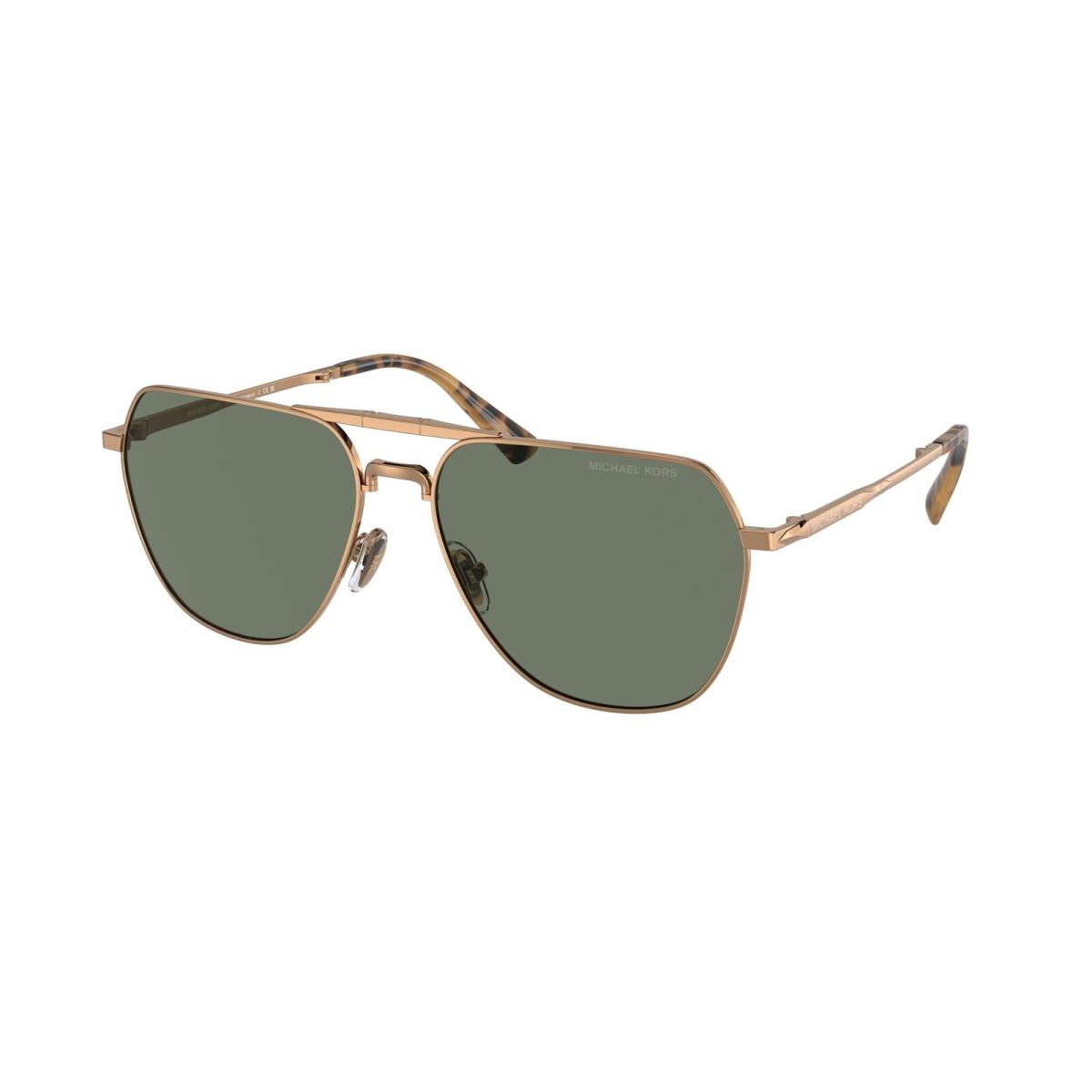 Michael Kors MK1156 18993H Keswick Shiny Gold Olive Green 59 mm Men`s Sunglasses