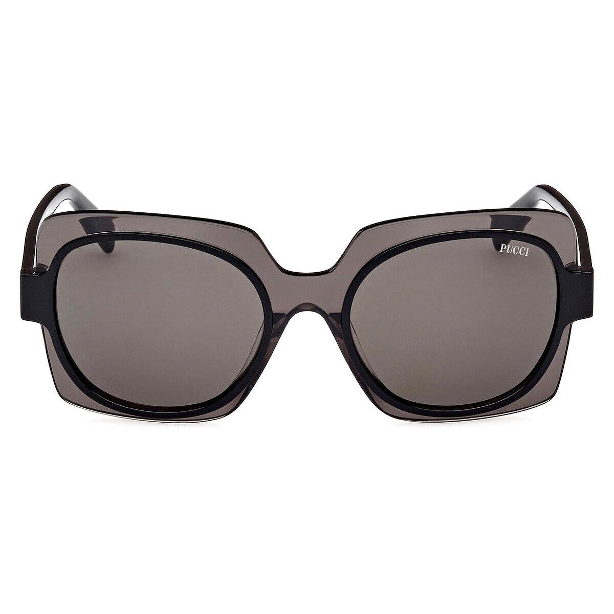 Emilio Pucci EP0199 Sunglasses Women Shiny Black 55mm - Frame: Shiny Black, Lens: Smoke