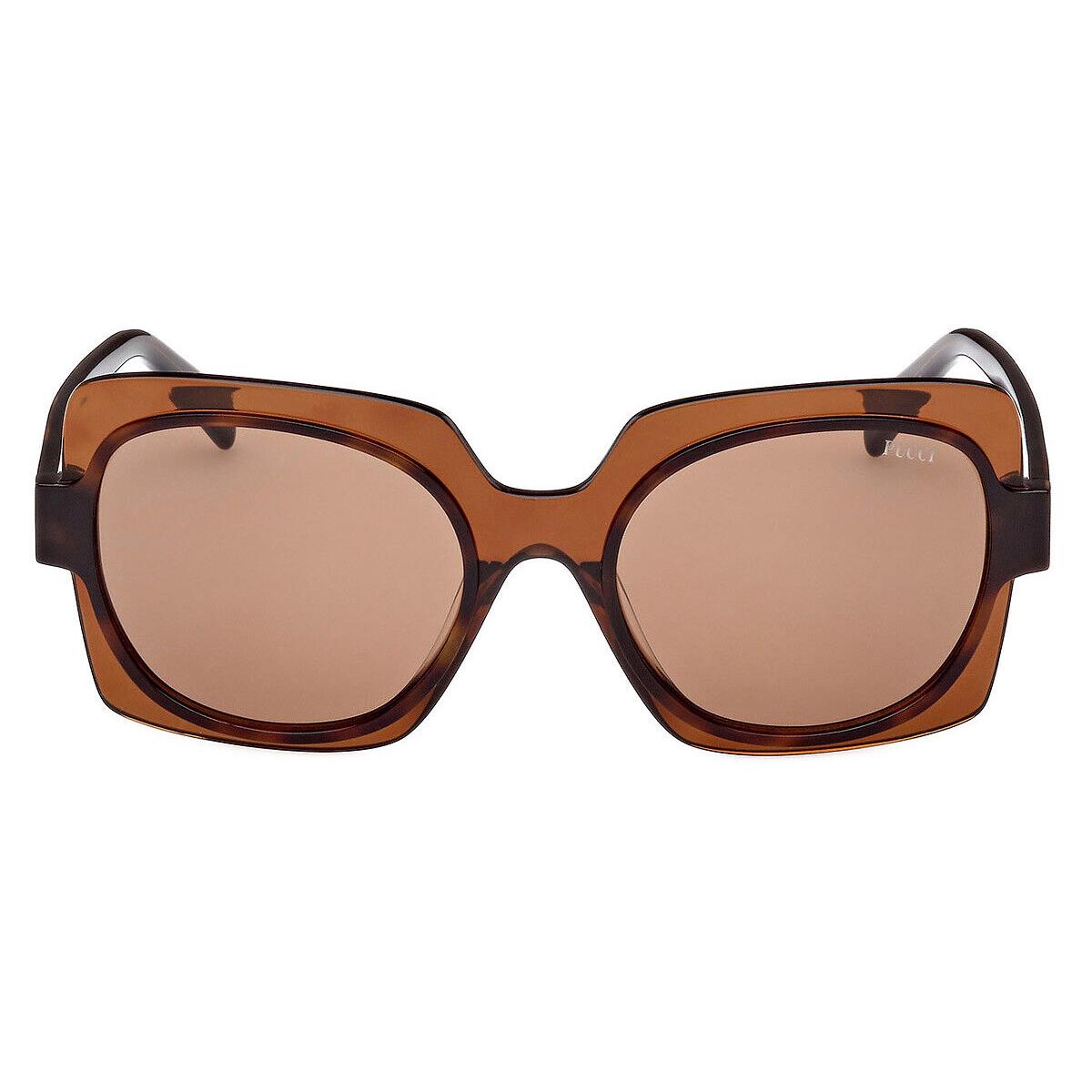 Emilio Pucci EP0199 Sunglasses Women Light Brown 55mm - Frame: Light Brown, Lens: Dark Havana