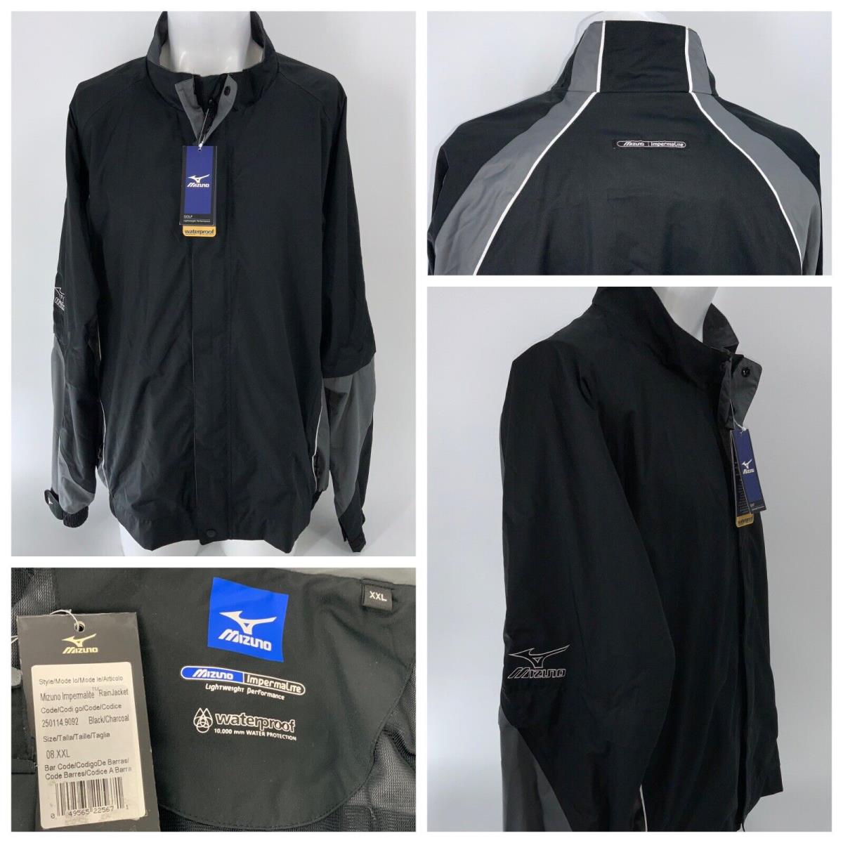 Mizuno Impermalite Rain Jacket Xxl Black Waterproof Golf Ygi V4-299