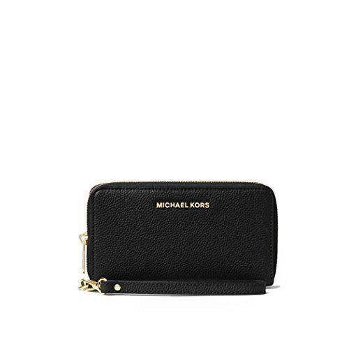 Michael Kors Mercer Large Flat Multifunction Phone Case Black One Size - Exterior: BLACK, Handle/Strap: Multicolor, Hardware: Multicolor