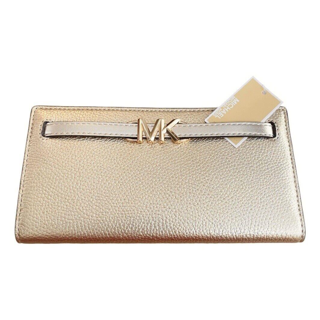 Michael Kors Reed Large Wallet Gold Pebble Vegan Leather