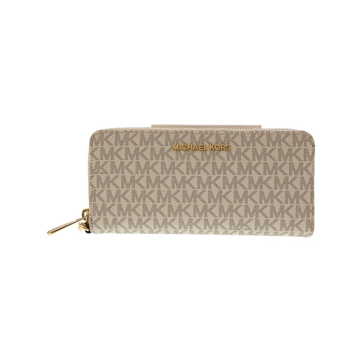 Michael Kors Women`s Zip in The Purse Wallet Vanilla/acorn Nosize