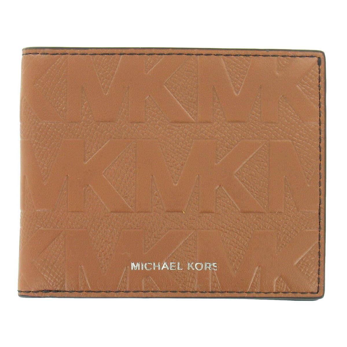 Michael Kors `andy` Mens Leather Slim Billfold Bi-fold Wallet Luggage