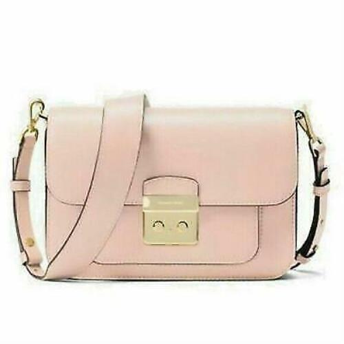 Michael Kors Sloan Medium Leather Shoulder Bag Soft Pink Dual Strap