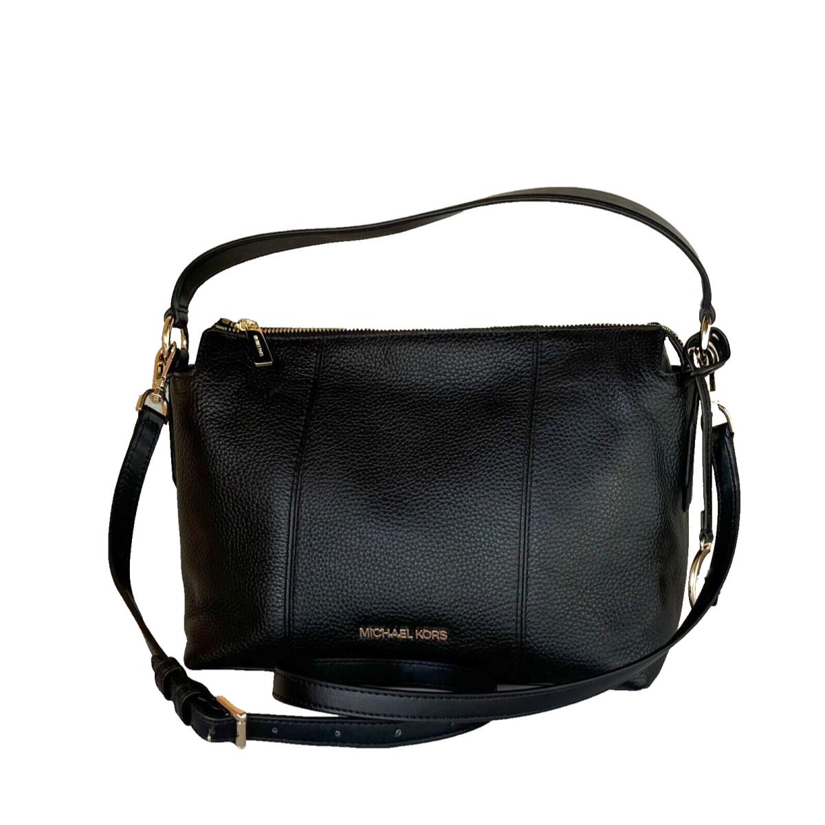 Michael Kors Brooke Convertible Shoulder Crossbody Leather Bag Black