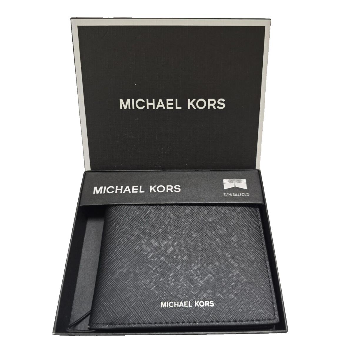 Michael Kors Andy Black Saffiano Leather Men`s Bifold Wallet