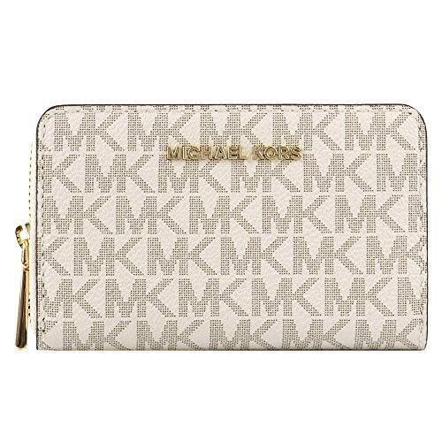 Michael Kors Jet Set Small Zip Around Card Case Vanilla/acorn One Size