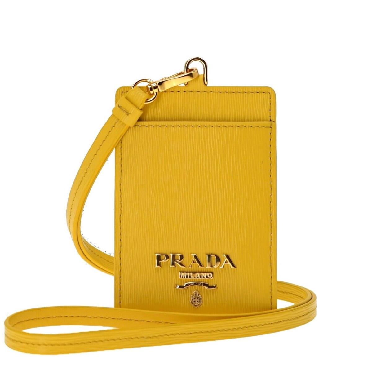 Prada ID Badge Card Holder Yellow Leather 1MC007