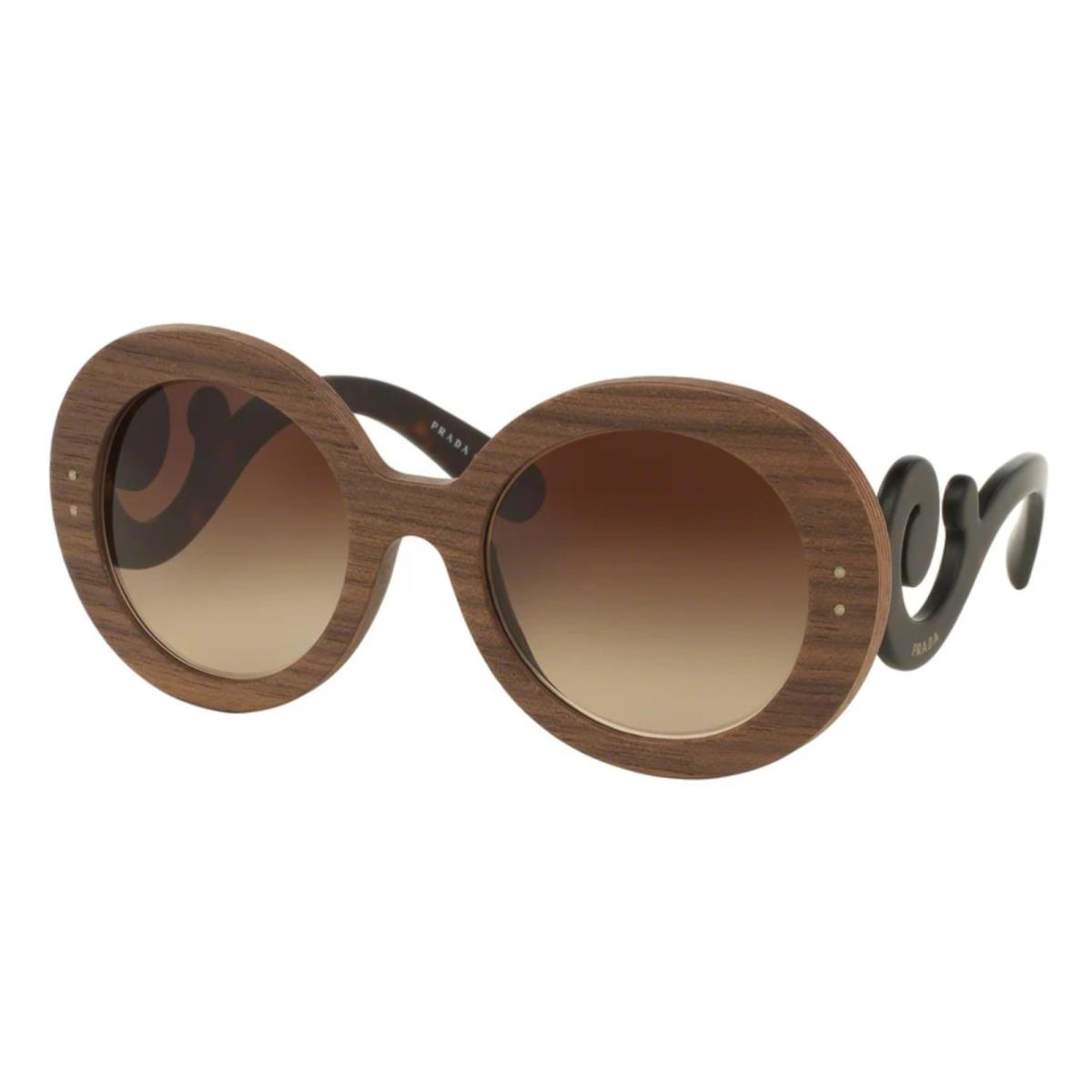 Prada SPR27R IAM-6S1 55mm Brown Wood Baroque Sunglasses Italy